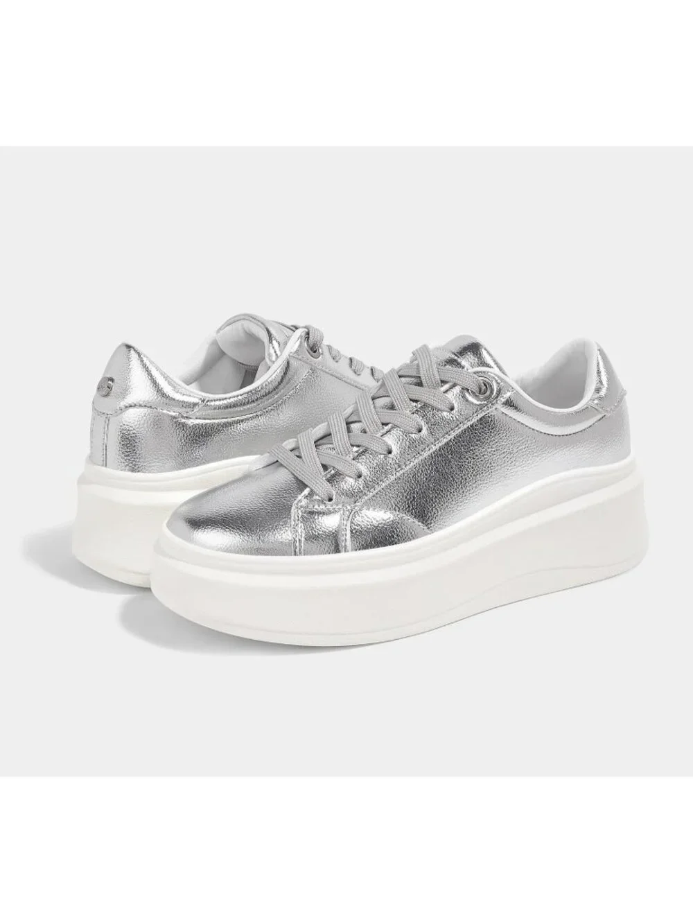 🆕Women's Silver Platform Fashion Sneakers Classic Low Top Thick Sole Casual